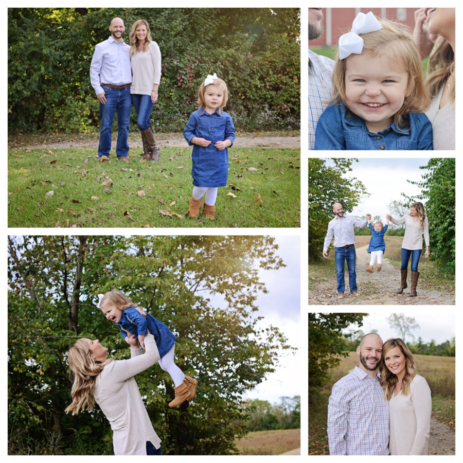 Family of 3 portraits, fall family portraits, Salomon Farms Fort Wayne