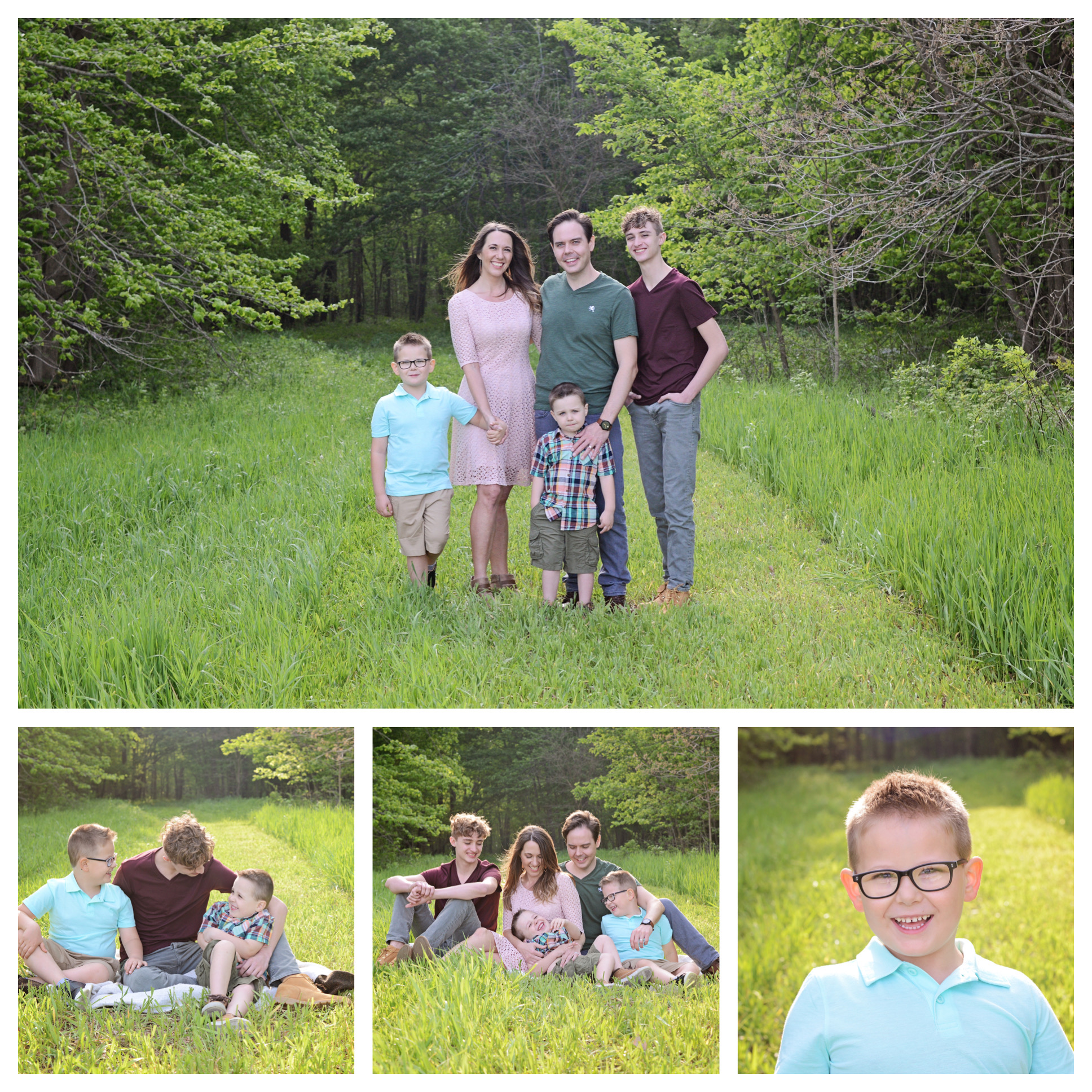 Spring Family Portraits, Family of 5 portraits, Family portraits with boys